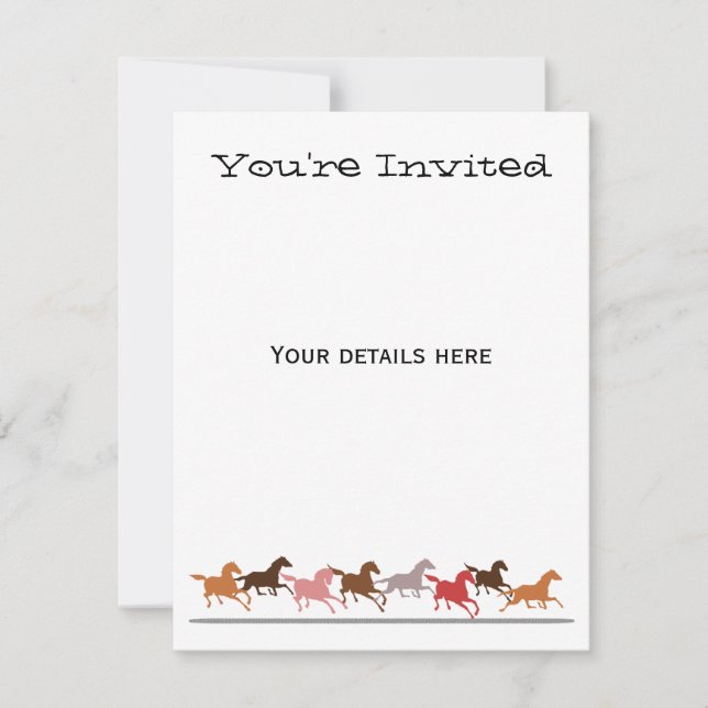 Wild horses running invitation (Front)