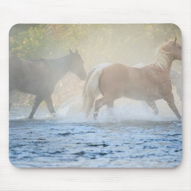 Wild horses running through water mouse pad (Front)