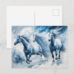 Wild Horses Running Through Waves Postcard