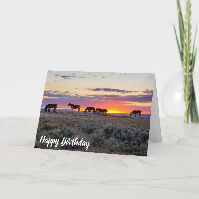 Wild Horses Sunset Birthday Card (Front)