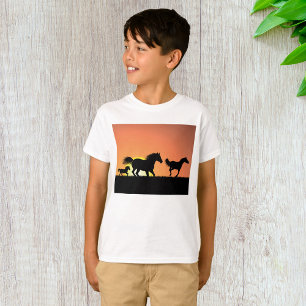 Wild Horses Sunset Silhouette T-Shirt