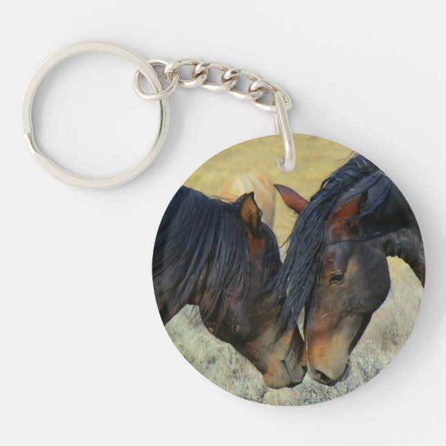 Wild Horses Touching Noses Keychain (Front)