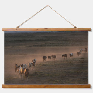 Wild Horses Walking Towards Desert Hanging Tapestry