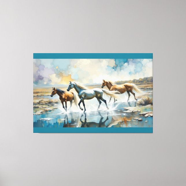 Wild Horses watercolor Canvas Print (Front)