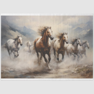Wild Horses Watercolor Decoupage Tissue Paper