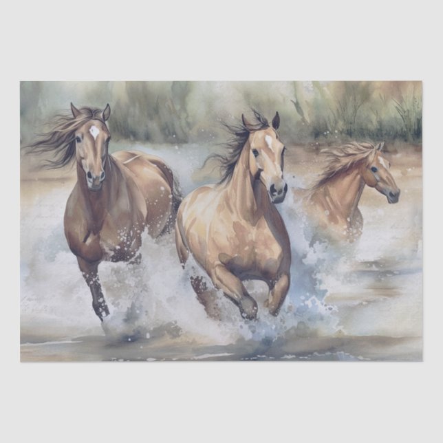Wild Horses Watercolor Tissue Paper (Front)