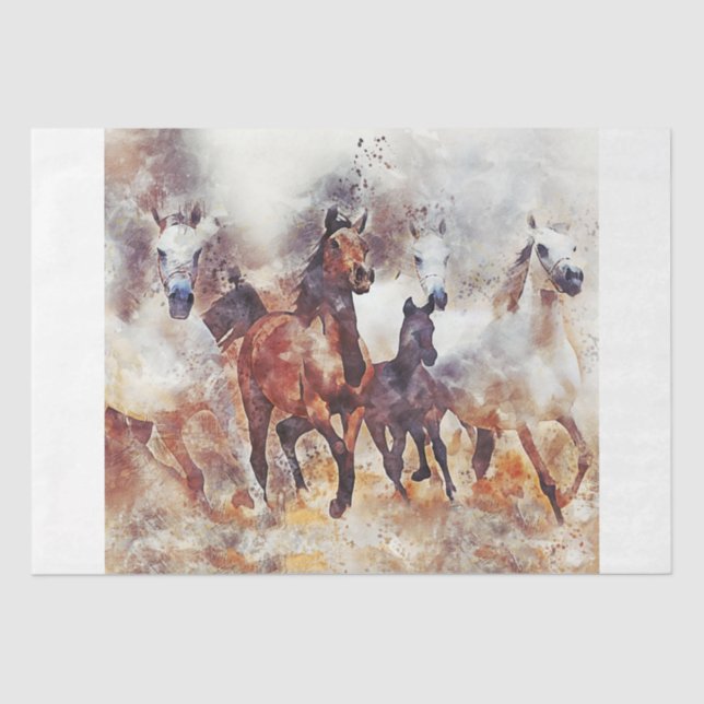 Wild Horses Western 15x15 Decoupage Tissue Paper (Front)