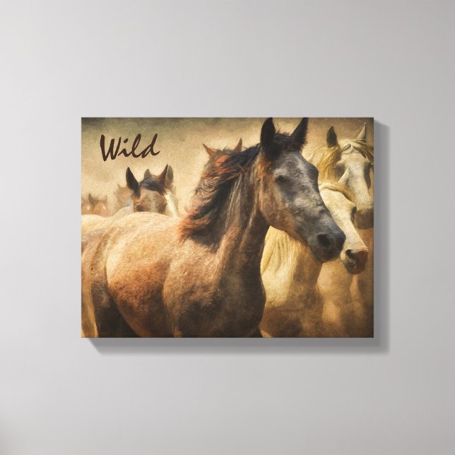 Wild Horses Western Art Canvas Print (Front)
