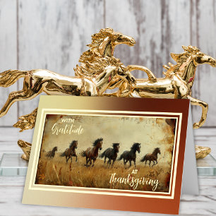 Wild Horses With Gratitude Thanksgiving Foil Greeting Card