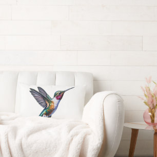 Wild Hummingbird flying Lumbar Cushion