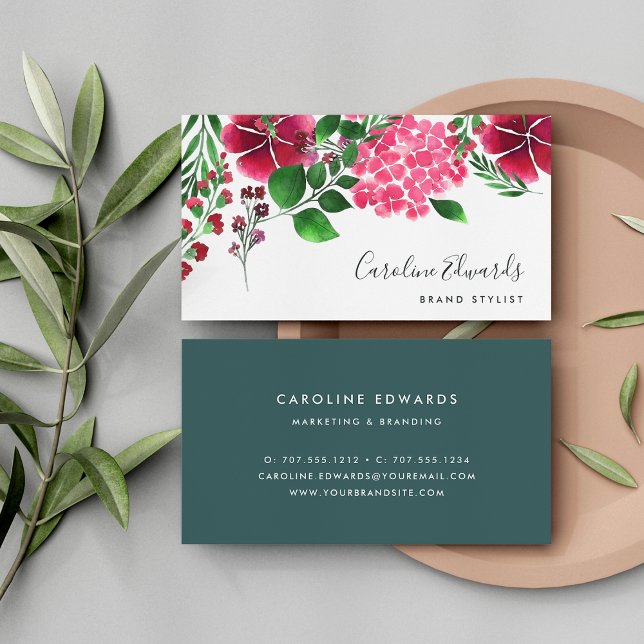 Wild Hydrangea | Watercolor Floral Business Card (Creator Uploaded)