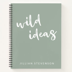 Wild Ideas Fun Inspirational Personalised Sage  Notebook