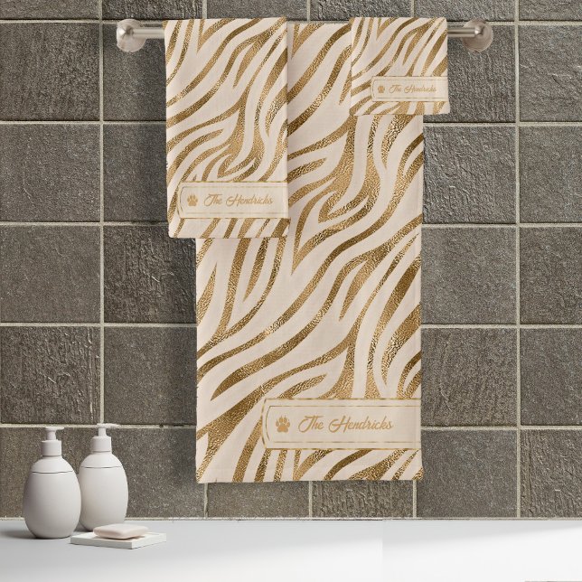 Wild Ideas Ivory & Gold Zebra ID1160 Bath Towel Set (Creator Uploaded)