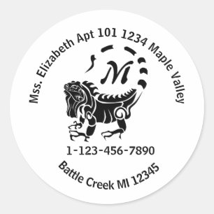 Wild Iguana Lost Home Contact Information Keychain Classic Round Sticker