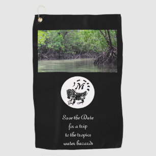 Wild Iguana Silhouette Monogram Photo Golf Towel