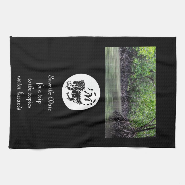 Wild Iguana Silhouette Monogram Photo Tea Towel (Horizontal)