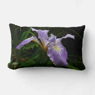 Wild Iris Flower Purple Floral Lumbar Cushion