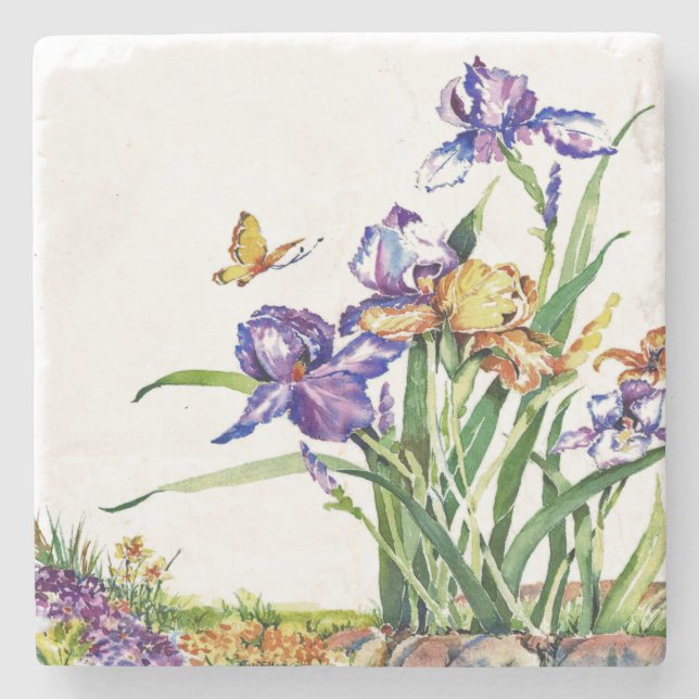 Wild Irises Stone Coaster (Front)