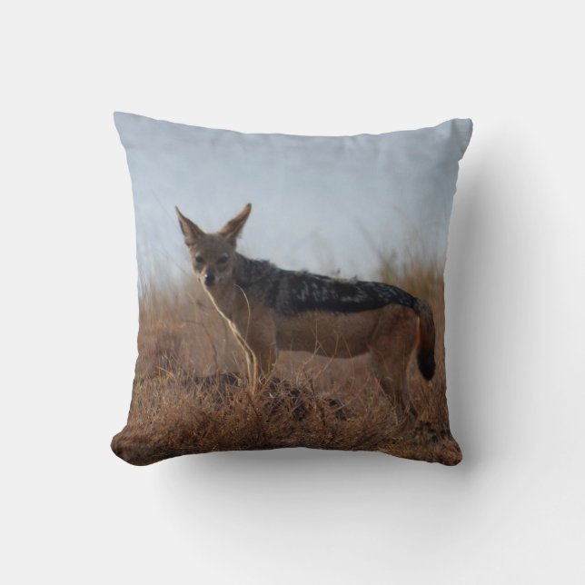 Wild Jackal Throw Pillow (Front)