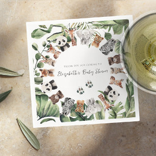 Wild Jungle Animals   Baby Shower Napkin