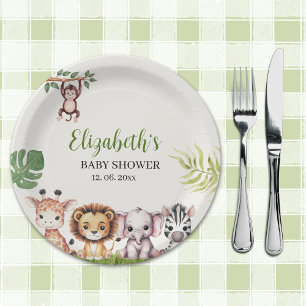 Wild Jungle Animals Baby Shower Paper Plate