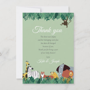 Wild Jungle Animals Baby Shower Thank You Poem Card