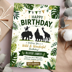 Wild Jungle Animals Birthday Card
