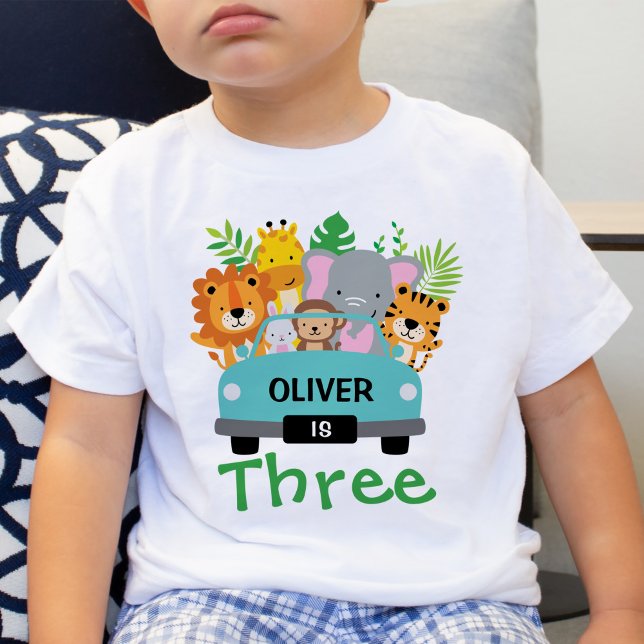 Wild Jungle Animals Boy 3rd Birthday Personalised Baby T-Shirt (Creator Uploaded)