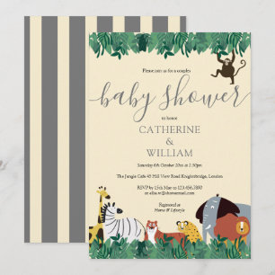Wild Jungle Animals Couples Baby Shower / Sprinkle Invitation