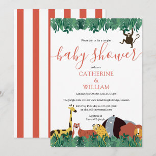 Wild Jungle Animals Couples Baby Shower / Sprinkle Invitation