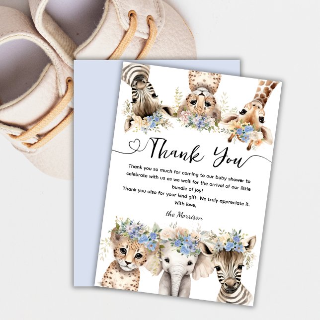 Wild Jungle Animals Safari Baby Shower Boy  Thank You Card (Creator Uploaded)