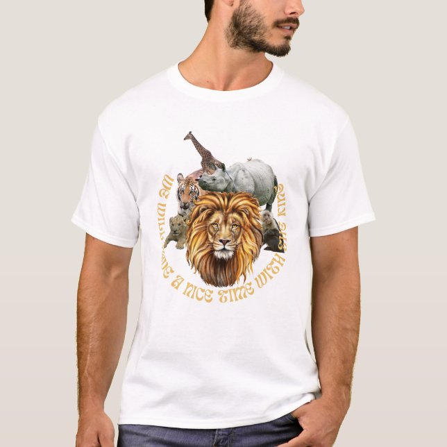 Wild Jungle Animals with Majestic Lion Centred T-Shirt (Front)