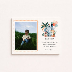 Wild Jungle Birthday Party Photo Thank You Card