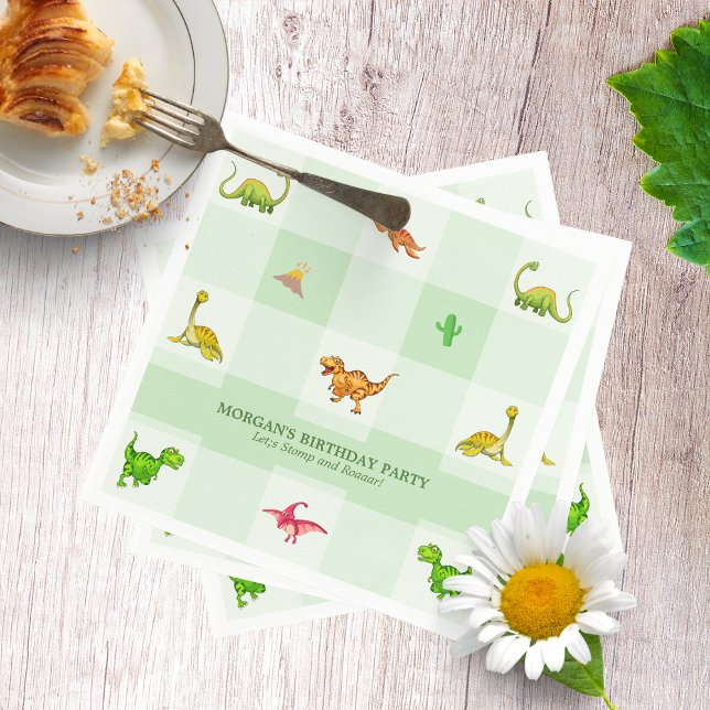 Wild Jungle Dinosaur Adventure Kids Birthday Napkin (in use)