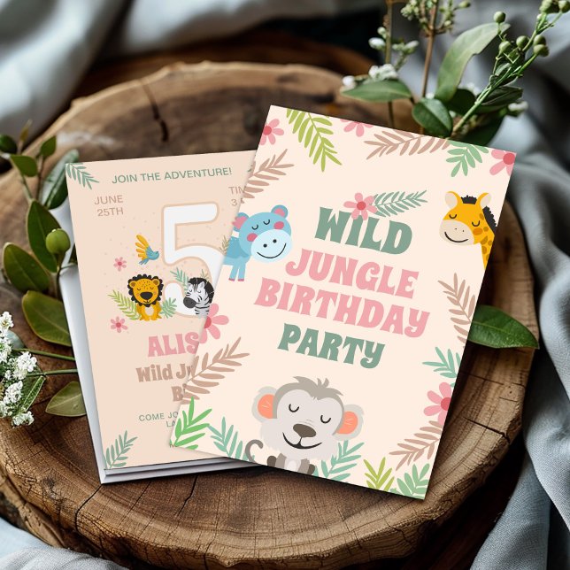 Wild Jungle Fifth Birthday Invitation (Creator Uploaded)