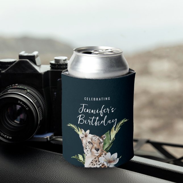 Wild Jungle Leopard Animal Birthday Can Cooler (Creator Uploaded)