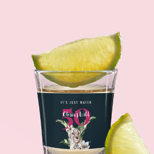 Wild Jungle Leopard Pink 50th Birthday Funny  Shot Glass
