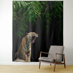 Wild Jungle Roaring Tiger Tapestry