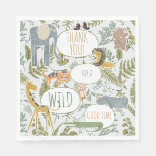 Wild Jungle Safari Animals Botanical Baby Shower Napkin