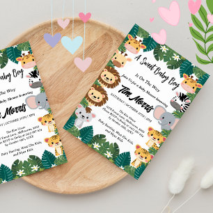 Wild Jungle Safari Baby Boy Shower Invitation