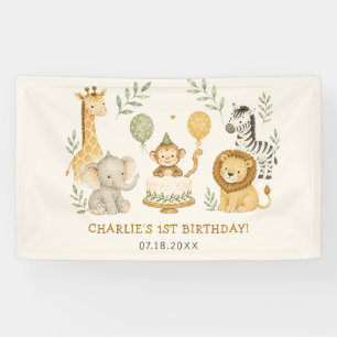 Wild Jungle Safari Party Animals Boy Birthday Banner