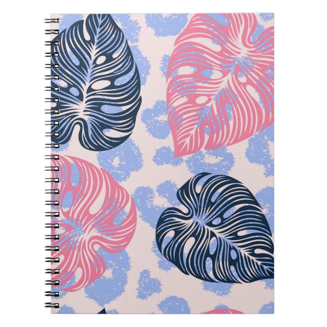 Wild jungle seamless pattern,background with hand  notebook (Front)