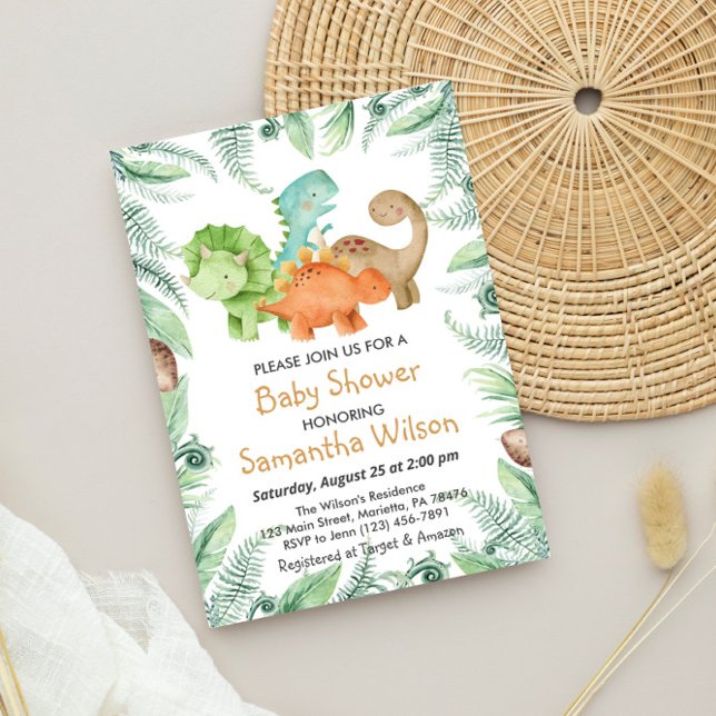 Wild Jurassic It's a boy! Dinosaur Baby Shower Invitation (Creator Uploaded)