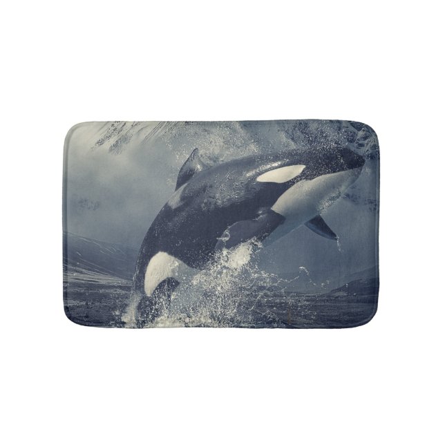 Wild Killer Whale Jumping Bath Mat (Front)