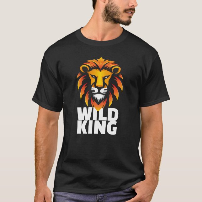 WILD KING Graphic Tee – Flat Lion Head Design (Front)