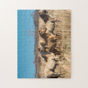 Wild Konik ponies Wicken Fen Cambridgeshire UK Jigsaw Puzzle