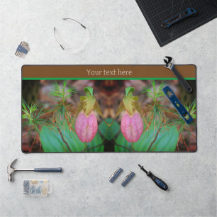 Wild Lady Slipper Orchid Evergreens Personalized Desk Mat