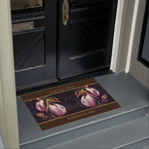 Wild Lady Slipper Orchids Close Up Personalised Doormat