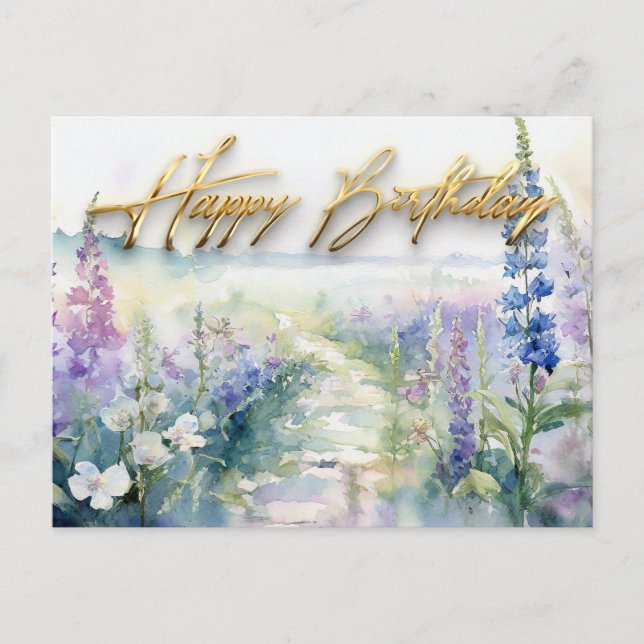 Wild Lavender flowers Happy birthday Postcard (Front)