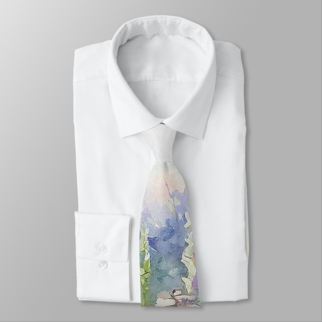 Wild Lavender flowers in watercolour Tie (Tied)
